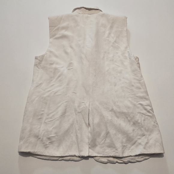 Endless Rose Linen Oversized Vest Blazer In White linen blend Vest Sleeveless - Picture 9 of 10